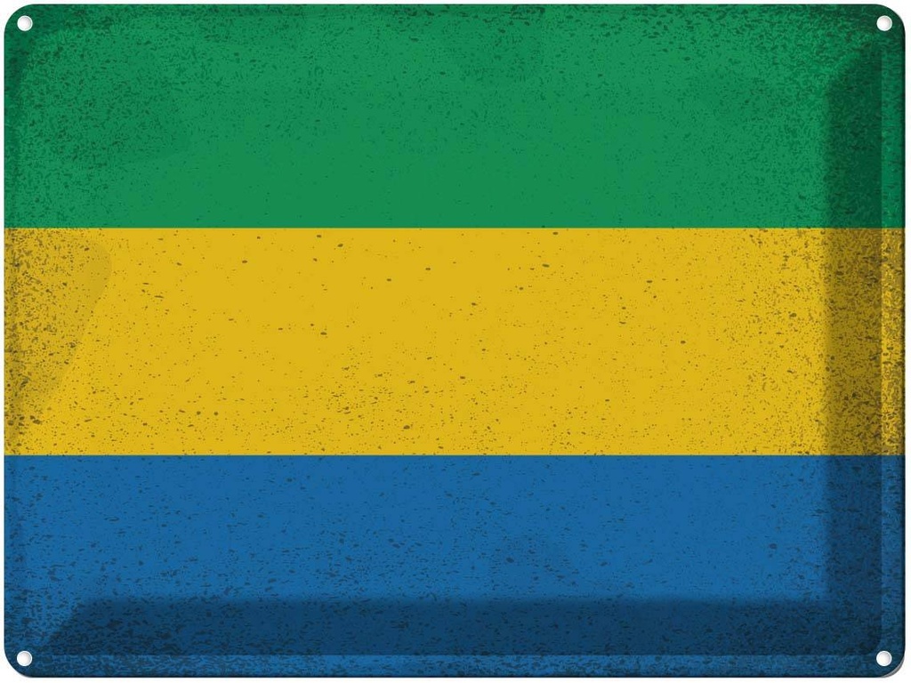 [LA-120138] Blechschild 30x40 cm Gabun Gabon Flagge Fahne Wappen