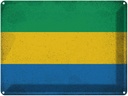 Blechschild 30x40 cm Gabun Gabon Flagge Fahne Wappen
