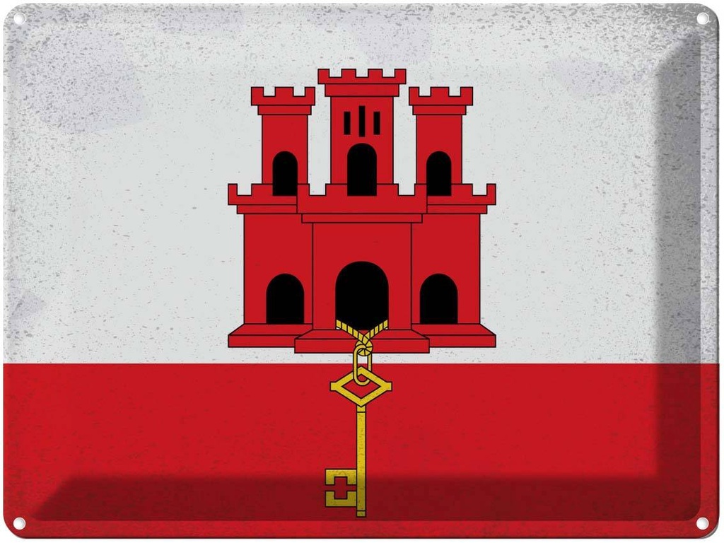 [LA-120143] Blechschild 30x40 cm Gibraltar Flagge Fahne Wappen