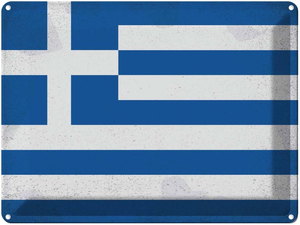 [LA-120144] Blechschild 30x40 cm Griechenland Greece Flagge Fahne Wappen