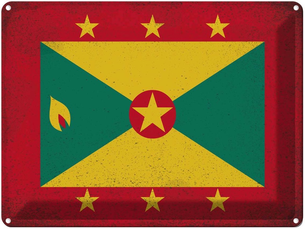 [LA-120146] Blechschild 30x40 cm Grenada Flagge Fahne Wappen