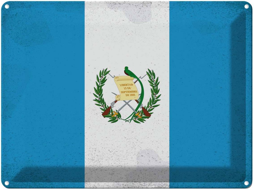 [LA-120148] Blechschild 30x40 cm Guatemala Flagge Fahne Wappen