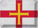 Blechschild 30x40 cm Guernsey Flagge Fahne Wappen