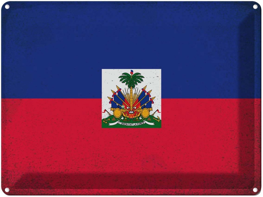 [LA-120153] Blechschild 30x40 cm Haiti Flagge Fahne Wappen
