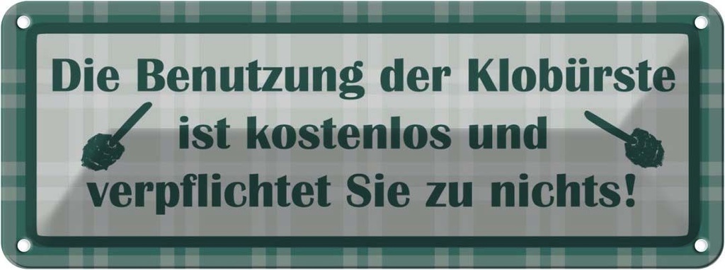 Blechschild 10x27 cm Benutzung der Klobürste Warnschild Hinweisschild Sicherheit Vorsicht
