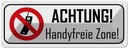 Blechschild 10x27 cm Achtung Handyfreie Zone Warnschild Hinweisschild Sicherheit Vorsicht