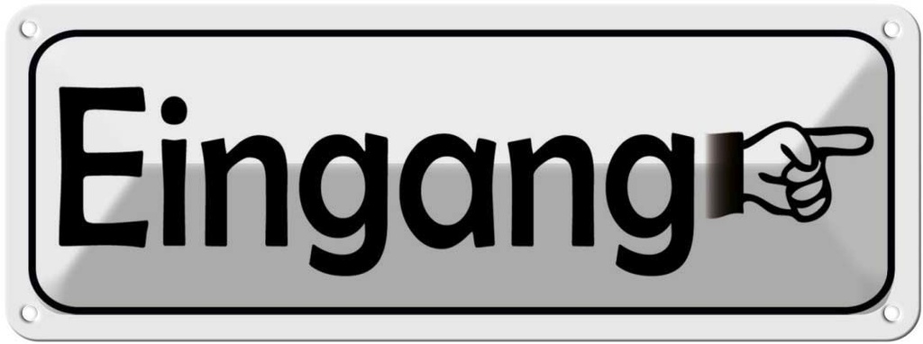 Blechschild 10x27 cm Eingang rechte Hand Warnschild Hinweisschild Sicherheit Vorsicht