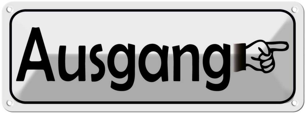 Blechschild 10x27 cm Ausgang rechte Hand Warnschild Hinweisschild Sicherheit Vorsicht