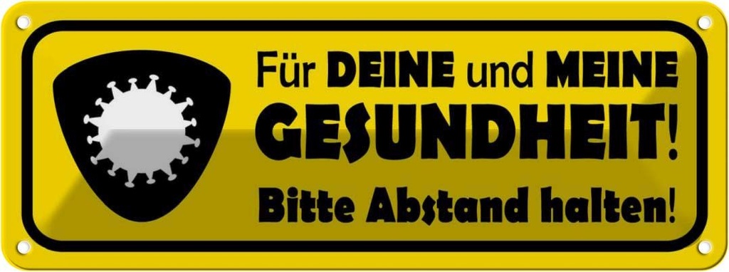 [LA-116424] Blechschild 10x27 cm bitte Abstand halten Warnschild Hinweisschild Sicherheit Vorsicht