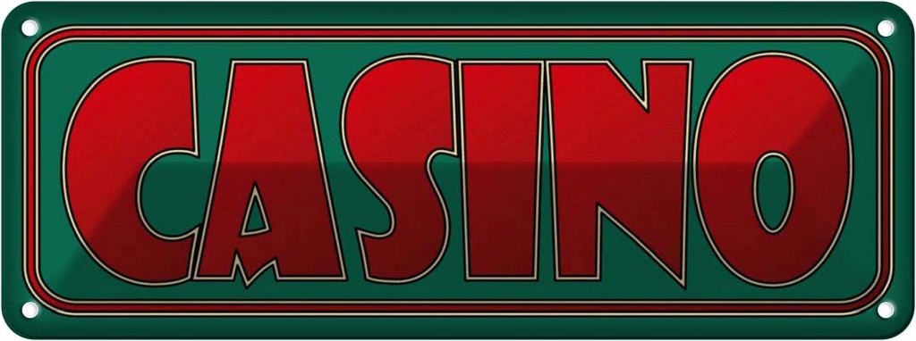Blechschild 10x27 cm Casino