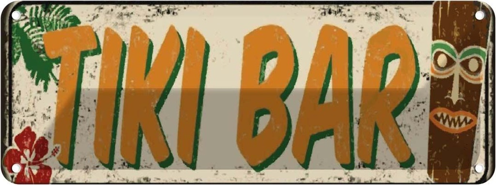 [LA-116435] Blechschild 10x27 cm Tiki Bar Geburtstag Feiern Party Club Alkohol