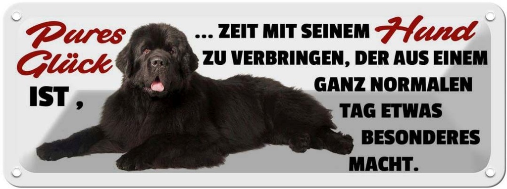 Blechschild 10x27 cm Glück ist Zeit mit seinem Hund Tier Haustier