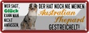 Blechschild 10x27 cm Australian Shepard Hund gestreichelt