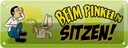 Blechschild 10x27 cm Beim Pinkeln sitzen Warnschild Hinweisschild Sicherheit Vorsicht