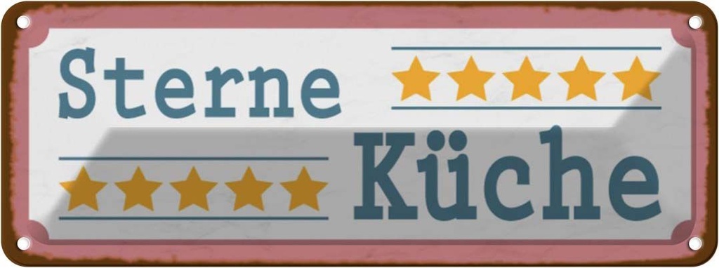 [LA-116561] Blechschild 10x27 cm 5 Sterne Küche Kochen Essen