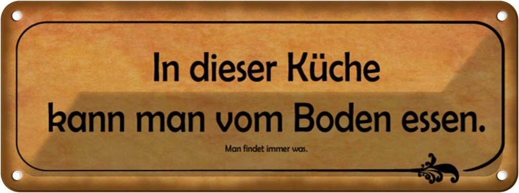 [LA-116670] Blechschild 10x27 cm in dieser Kochen Küche kann vom Boden Essen