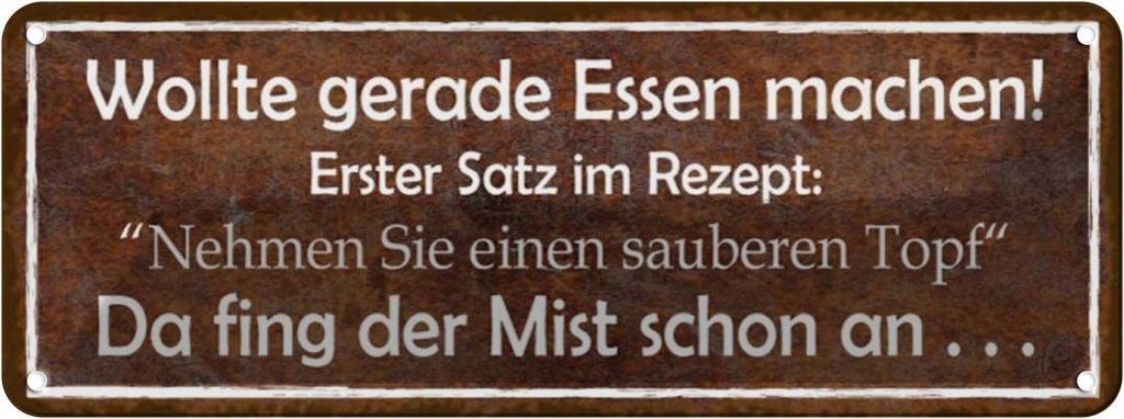 [LA-116676] Blechschild 10x27 cm Rezept nehmen Sie sauberen Topf England Spruch Zitat Restaurant Küche