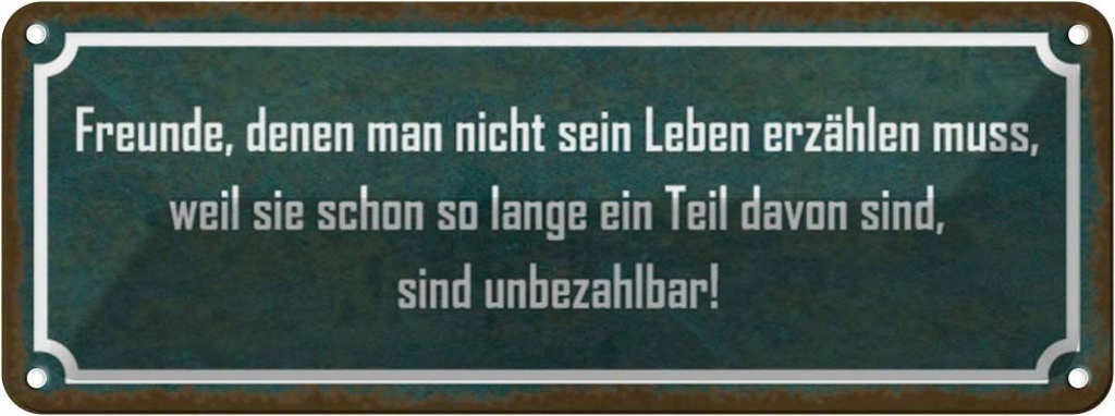 Blechschild 10x27 cm Freunde sind unbezahlbar Dekoration Spruch Zitat