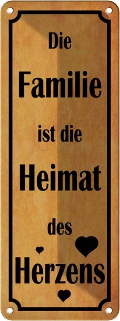[LA-116763] Blechschild 27x10 cm Familie ist Heimat des Herzens Freunde