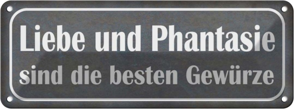 [LA-116771] Blechschild 10x27 cm Liebe Phantasie beste Gewürze Dekoration