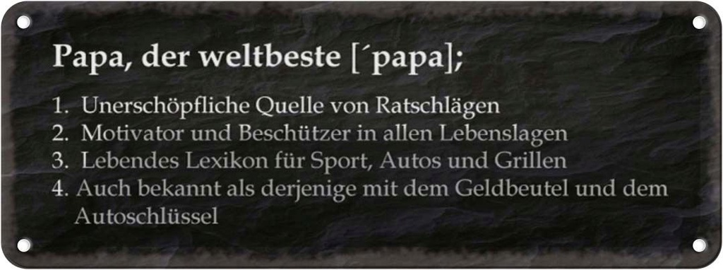 [LA-116776] Blechschild 10x27 cm Papa der weltbeste Beschützer Familie Freunde