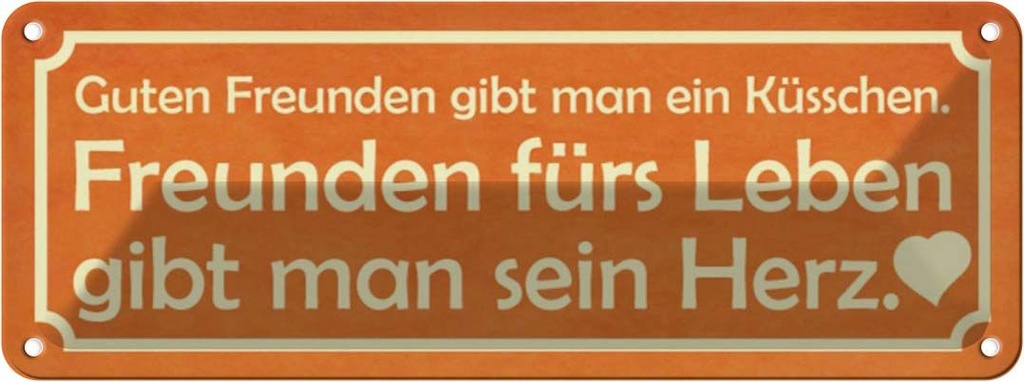 [LA-116796] Blechschild 10x27 cm Freunden fürs Leben gibt Herz Familie Freunde