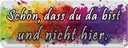 Blechschild 10x27 cm schön dass du da bist nicht hier Spruch Zitat