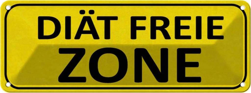 [LA-116870] Blechschild 10x27 cm Diät freie ZONE Warnschild Hinweisschild Sicherheit Vorsicht