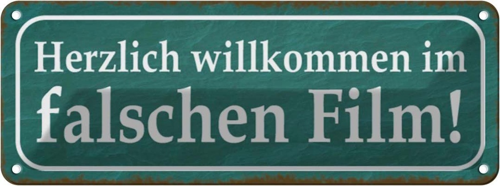 [LA-116889] Blechschild 10x27 cm herzlich willkommen im Film Dekoration Spruch Zitat