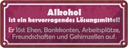Blechschild 10x27 cm Alkohol Lösungsmittel löst Ehen Spruch Zitat