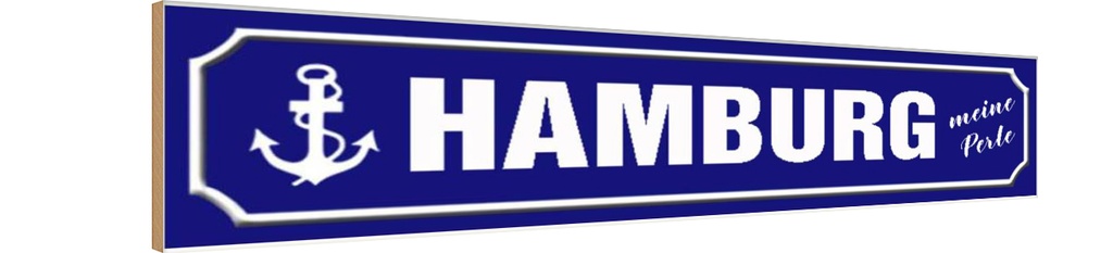 [LA-120599-H] Holzschild 10x46 cm Hamburg Anker meine Perle Straße Stadt
