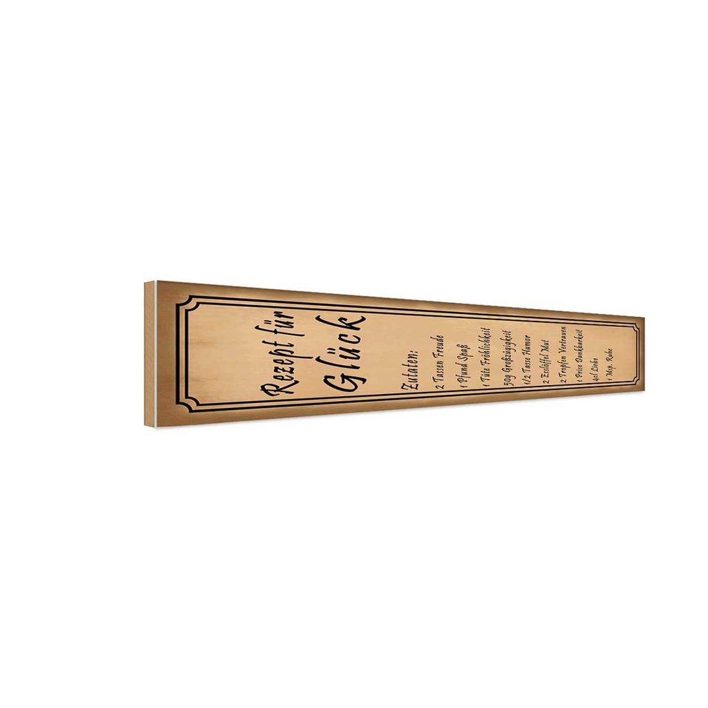 [LA-120841-H] Holzschild 10x46 cm Rezept für Glück 2 Tassen Freude England