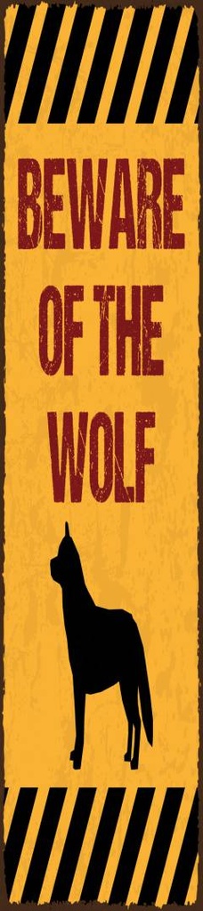 [LA-1814518-H] Holzschild 46x10 cm Be aware Wolf