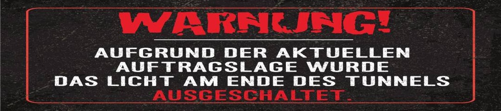 [LA-1814556-H] Holzschild 46x10 cm Warnung licht im tunnel