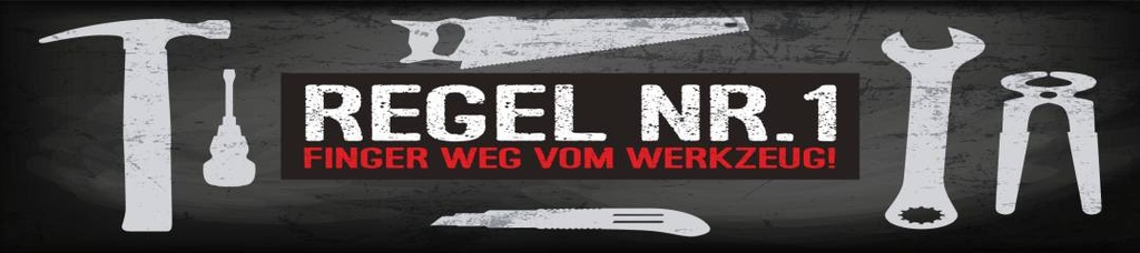 [LA-1814564-H] Holzschild 46x10 cm Finger weg vom Werkzeug