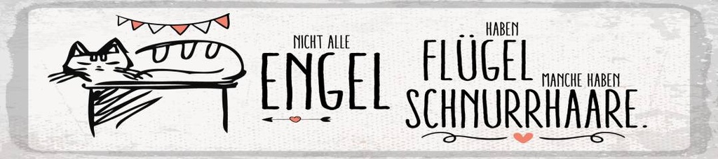 [LA-1814581-H] Holzschild 46x10 cm Engel Flügel Schnurrhaare