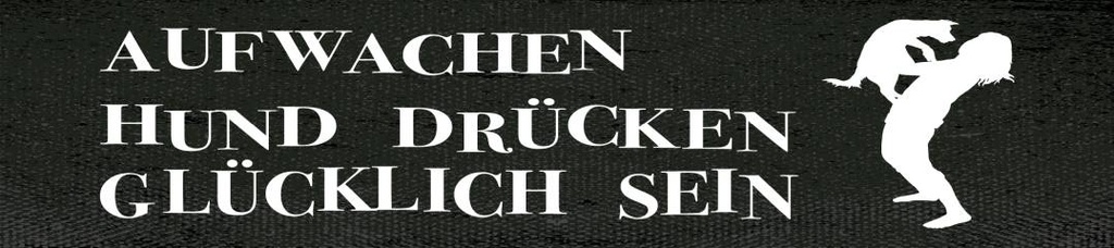 [LA-1814614-H] Holzschild 46x10 cm Aufwachen Hund drücken