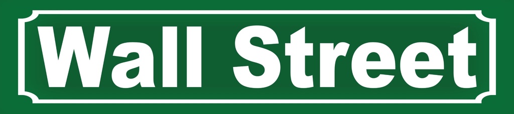 [LA-1814686-H] Holzschild 10x46 cm Wall Street grünes