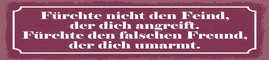 [LA-1814752-H] Holzschild 10x46 cm Fürchte den falschen Freund