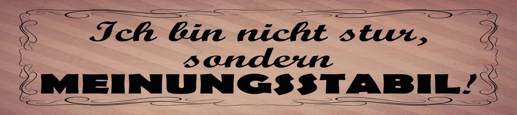 [LA-1815320-H] Holzschild 10x46 cm Ich bin nicht stur, sondern meinungsstabil