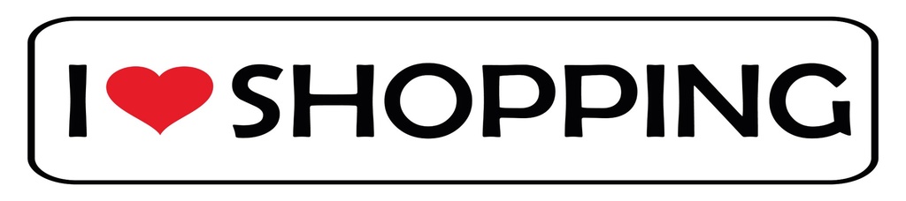 [LA-1815446-H] Holzschild 10x46 cm I love shopping Herz