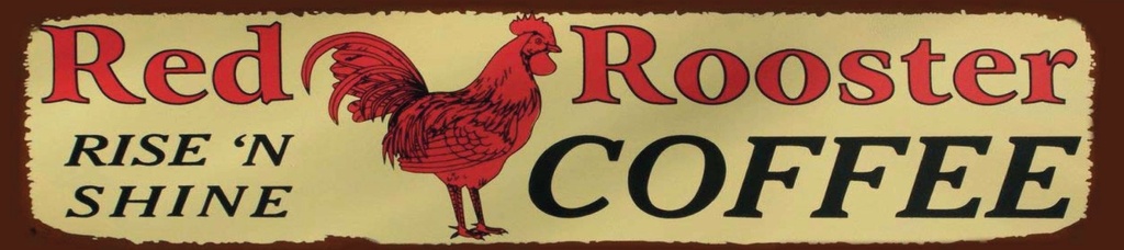 [LA-1815499-H] Holzschild 10x46 cm Red Rooster rise`n shine COFFEE