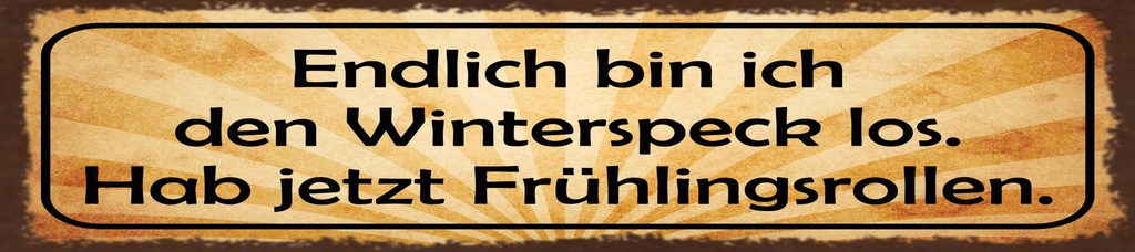 [LA-1815564-H] Holzschild 10x46 cm Winterspeck los hab jetzt Frühlingsrollen