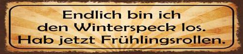 [LA-1815564-H] vianmo Holzschild 10x46 cm Winterspeck los hab jetzt Frühlingsrollen