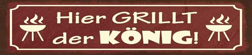 [LA-1815570-H] vianmo Holzschild 10x46 cm hier grillt der König
