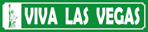 [LA-1815595-H] vianmo Holzschild 10x46 cm Viva Las Vegas Freiheitsstatue
