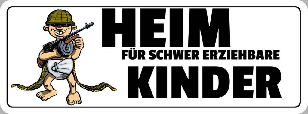 Holzschild 10x27 cm Heim für schwer erziehbare Kinder Kids Teens