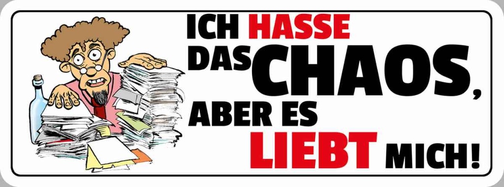 Holzschild 10x27 cm Ich hasse das Chaos Dekoration