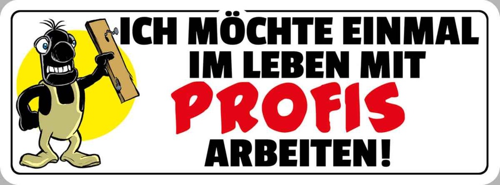 Holzschild 10x27 cm Einmal mit Profis arbeiten Dekoration