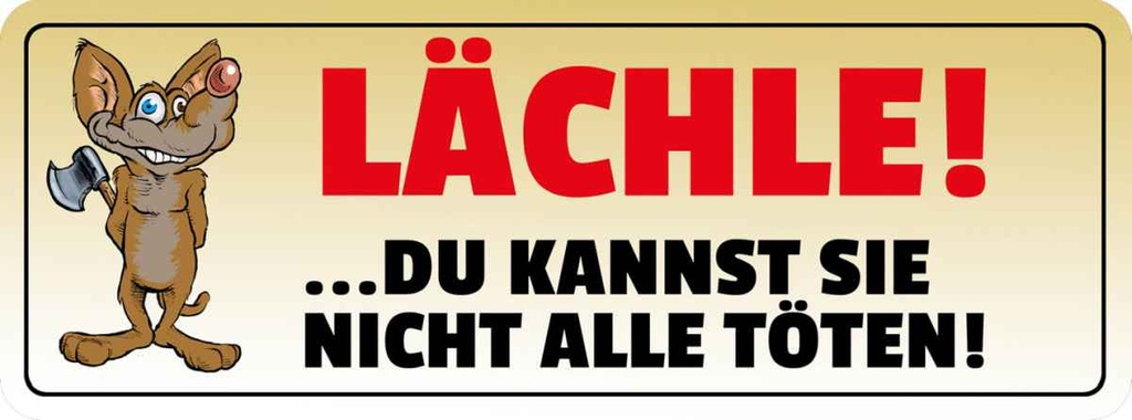 Holzschild 10x27 cm Lächle Du kannst nicht alle töten Spruch Zitat